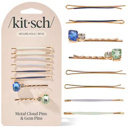 Kitsch gem bobby pins front packaging showing set and colors for gifting