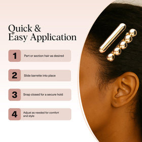 Kitsch gold barrettes paired with an evening outfit giving elegant accent