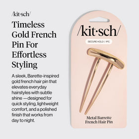 Kitsch gold hair pin close-up of polished finish highlighting durability and smooth glide