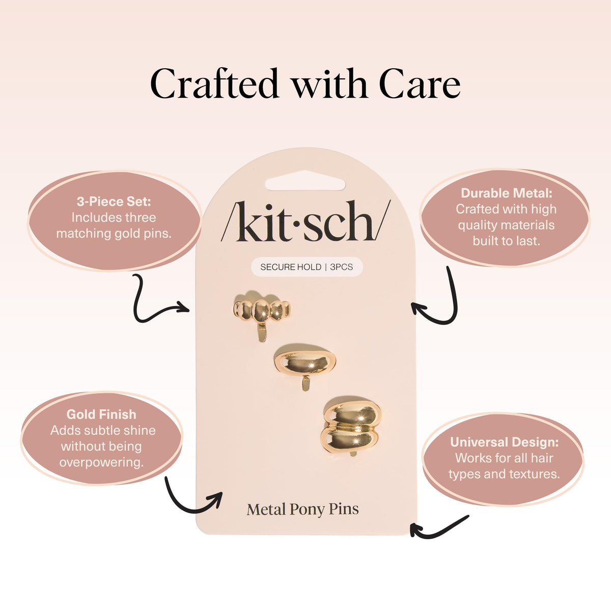 kitsch single pin placed along a braid adding decorative accent and grip