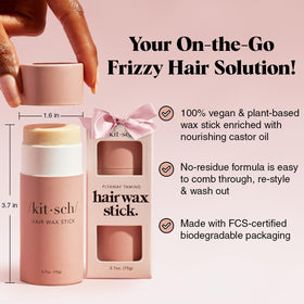 Kitsch applying wax to flyaway showing instant smoothing benefit