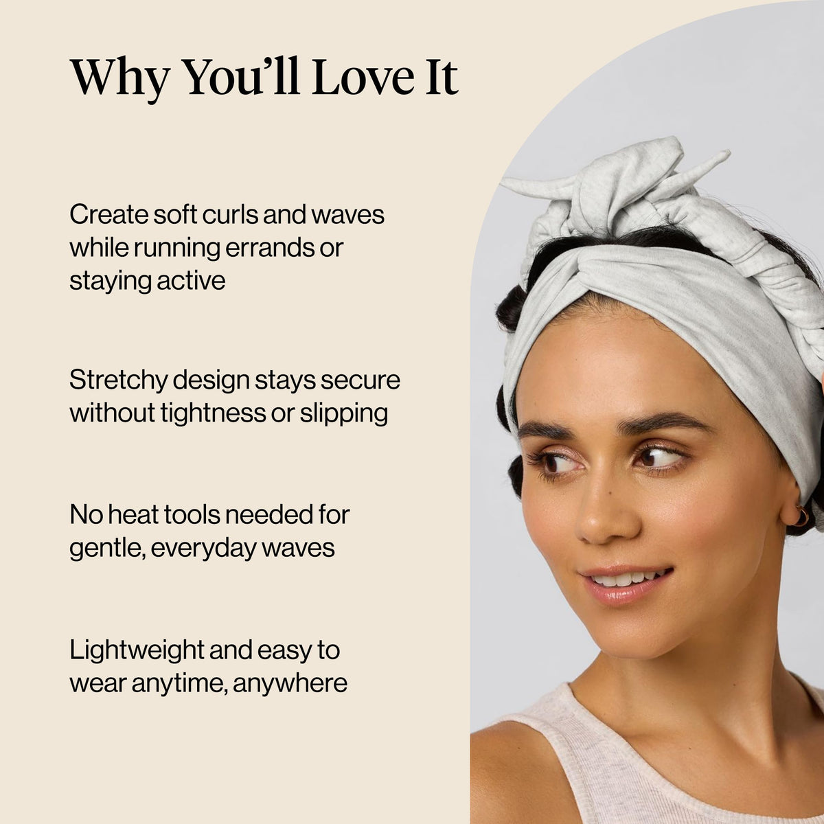 Kitsch headband worn during workout demonstrating secure fit and movement