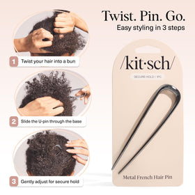 Kitsch hematite detail of rounded tip protecting hair and preventing pulling