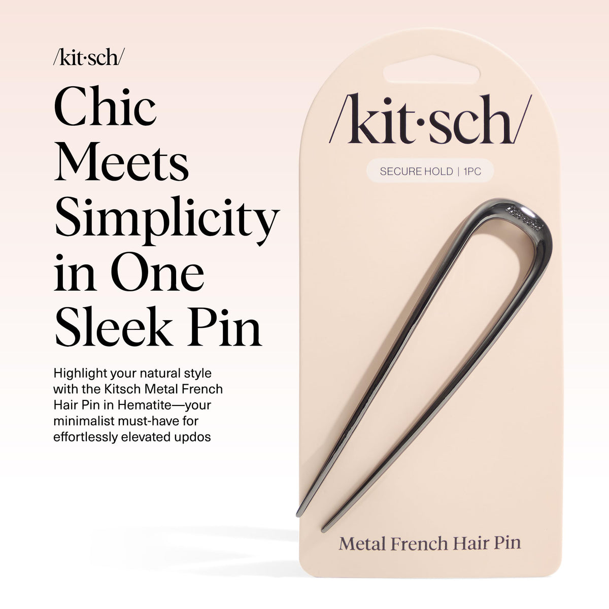 Kitsch hematite side profile highlighting curved design and comfortable tension distribution