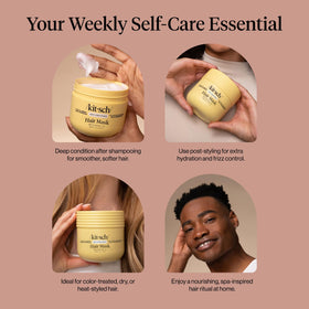 Kitsch jar label close-up listing coconut oil and conditioning benefits