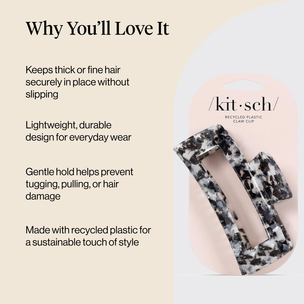 Kitsch clip side profile demonstrating curved design for comfortable wear