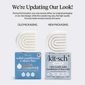 Kitsch label close-up listing five ingredients emphasizing simple, low-irritant formulation