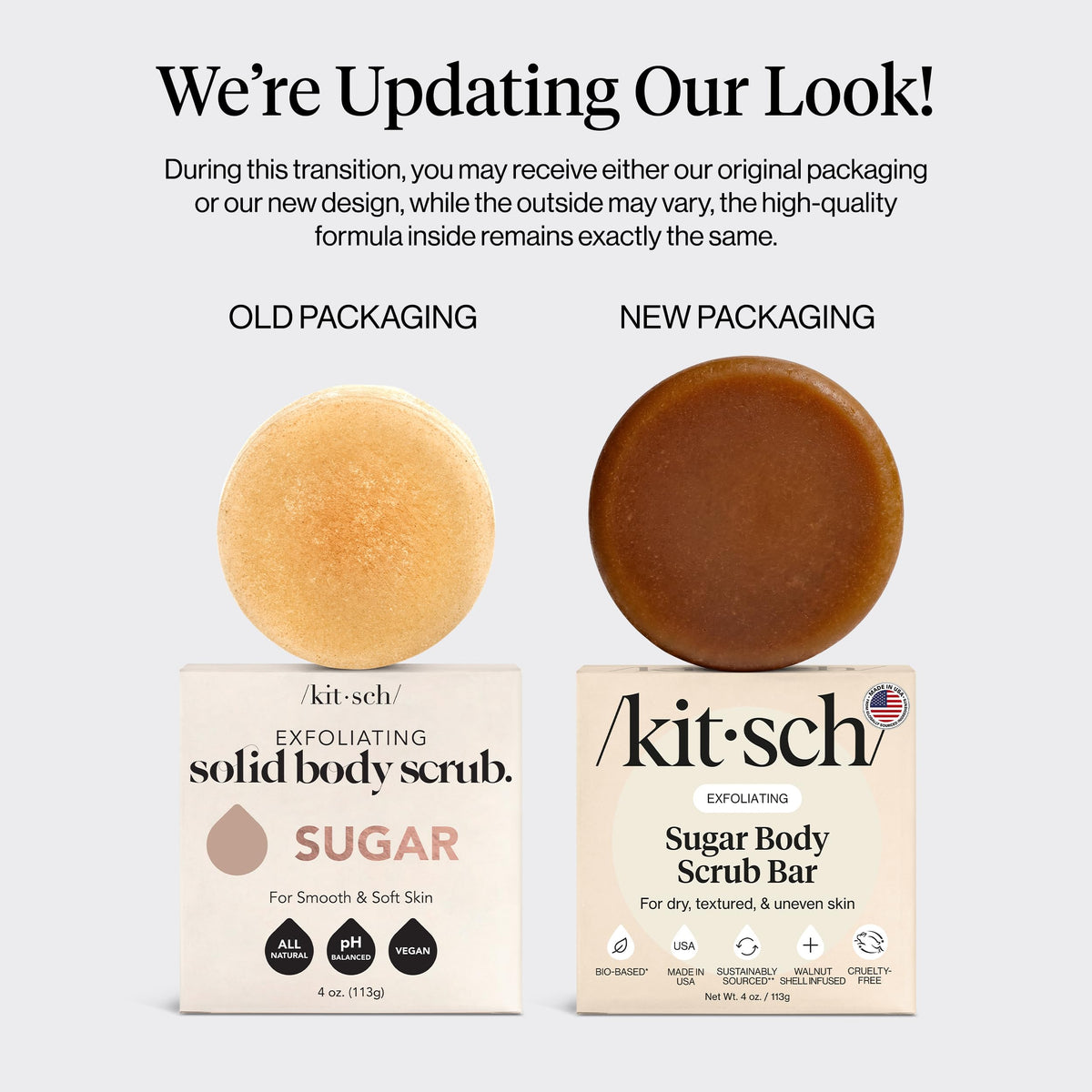 Kitsch lathered scrub bar in hand demonstrating cleansing and exfoliation