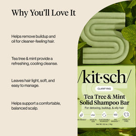 Kitsch shampoo bar on bathroom shelf in lifestyle scene promoting sustainable routine