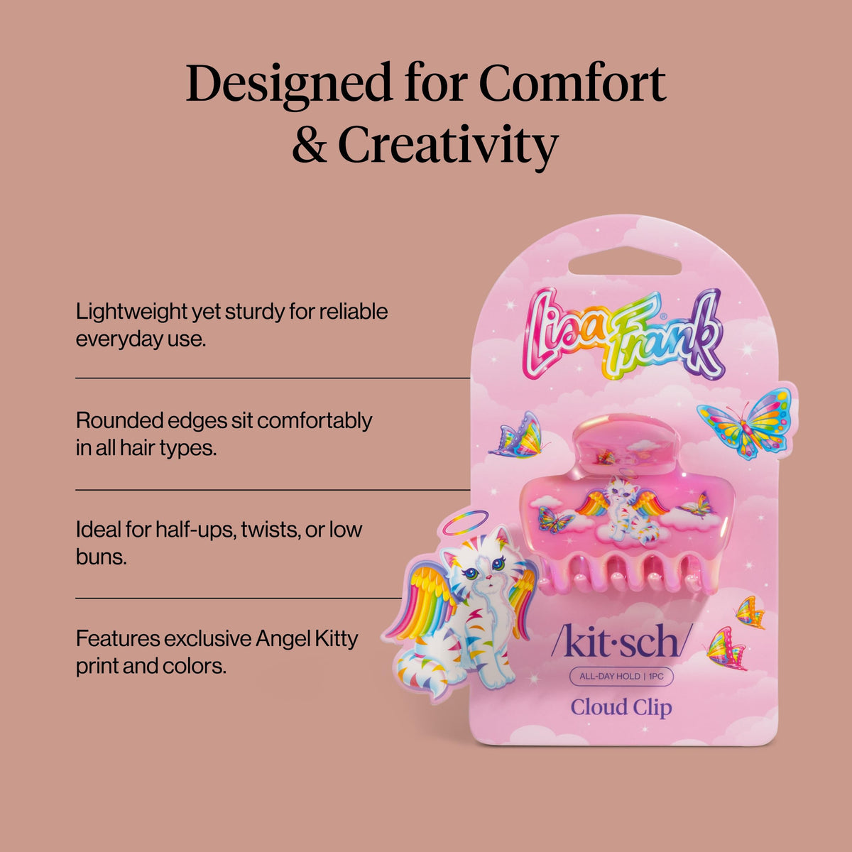 Kitsch Angel Kitty texture edge detail showing smooth finish that protects strands