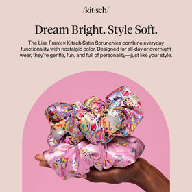 Kitsch Lisa Frank on pillow at night illustrating gentle protection and reduced frizz