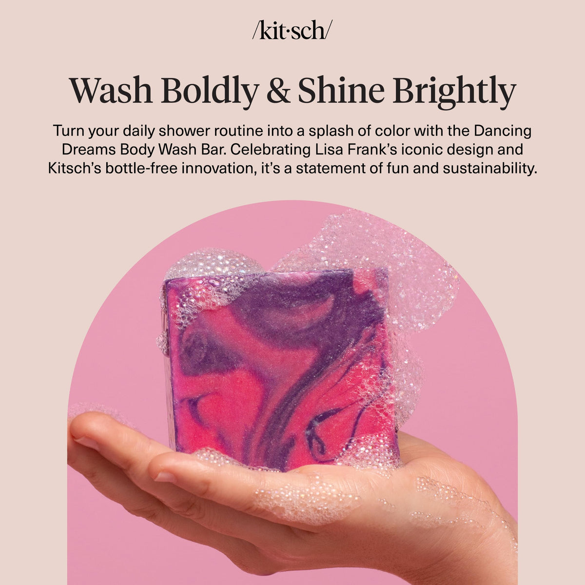 Kitsch bar producing creamy lather from shea butter for moisturizing cleanse