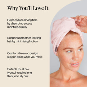 Kitsch wrapped around long hair demonstrating full coverage and moisture control