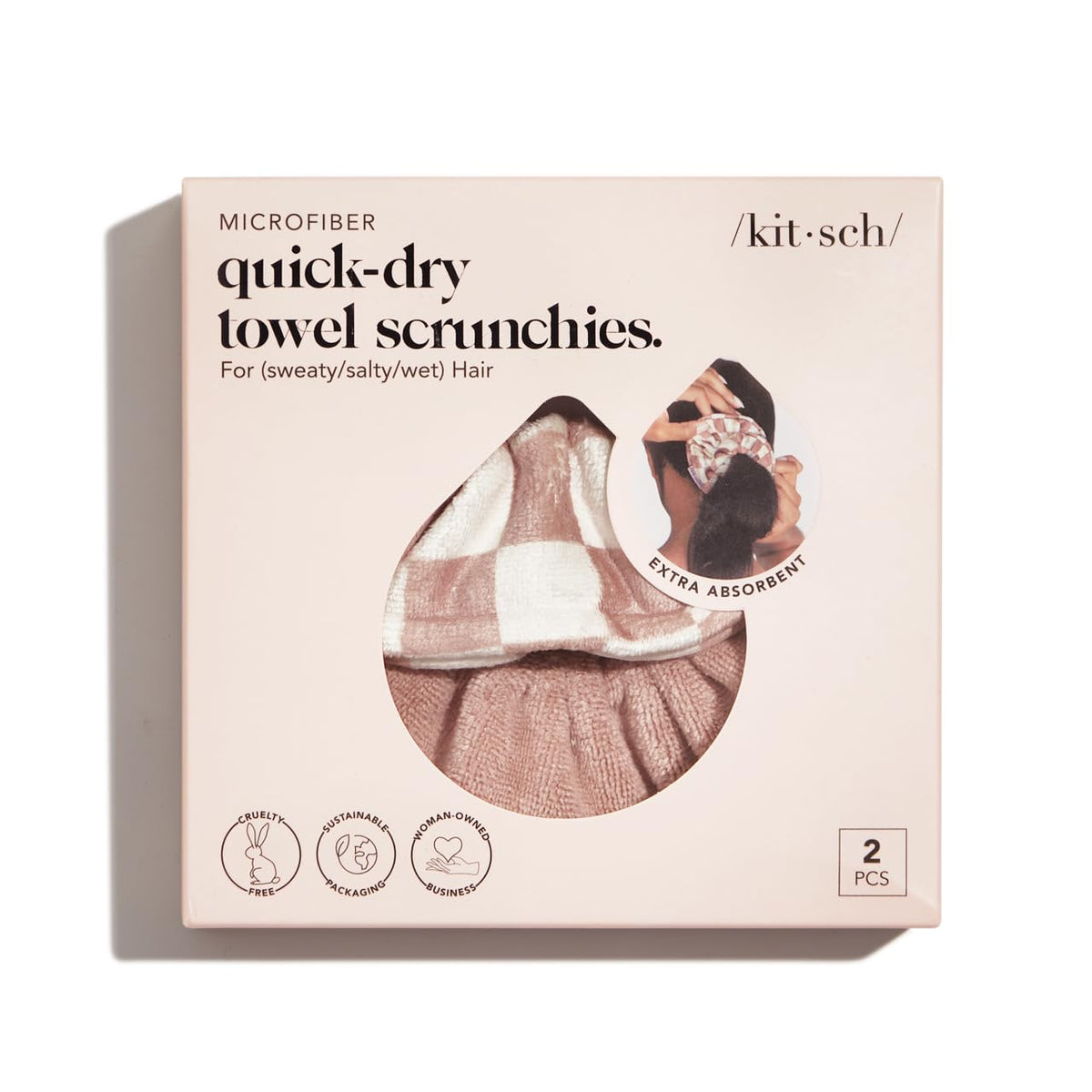 Kitsch scrunchies folded post-wash showing machine-washable durability benefit