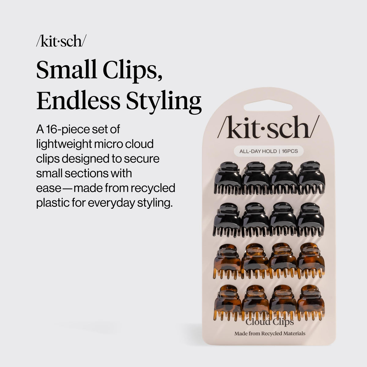 Kitsch mini clips close-up texture highlighting smooth edges and grip