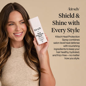 Kitsch mist spray close-up capturing fine dispersion and even coverage benefit