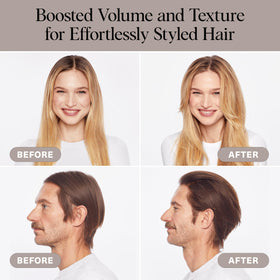 Kitsch powder blended into hair showing no white cast and natural finish
