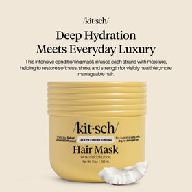 Kitsch open jar close-up of creamy coconut texture with hydrating look