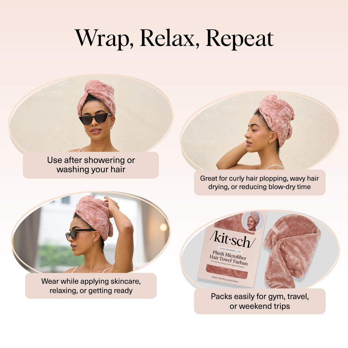 Kitsch towel folded inside gym bag highlighting travel-ready compactness