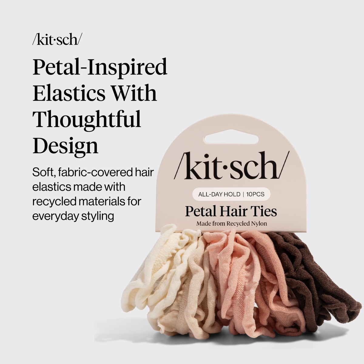 Kitsch close-up of soft recycled fabric texture offering gentle hair protection