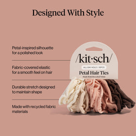 Kitsch petal hair tie securing a ponytail smoothly without creasing the hair