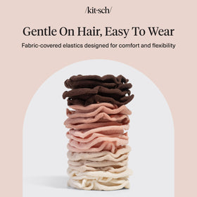 Kitsch model wearing a secured bun with hair tie, demonstrating confident hold
