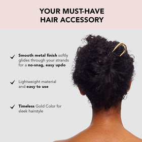 Kitsch hair pin holding a bun in place demonstrating secure hold and comfortable fit