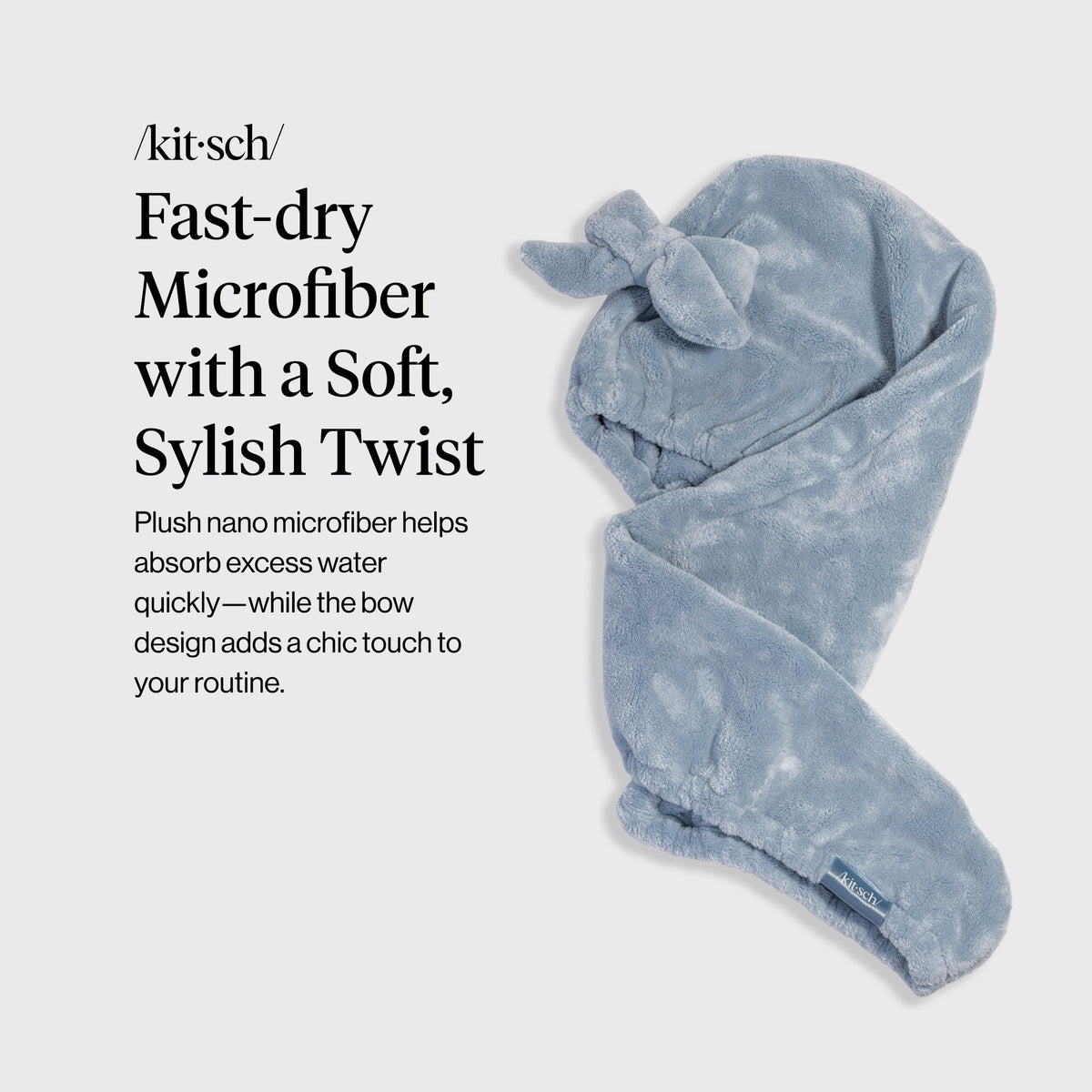 Kitsch towel bow detail highlighting stylish look and comfortable secure wear benefit