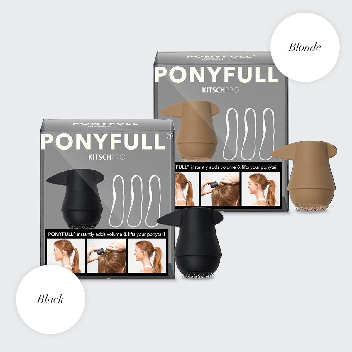 Kitsch PONYFULL hidden under hair showing discreet placement benefit