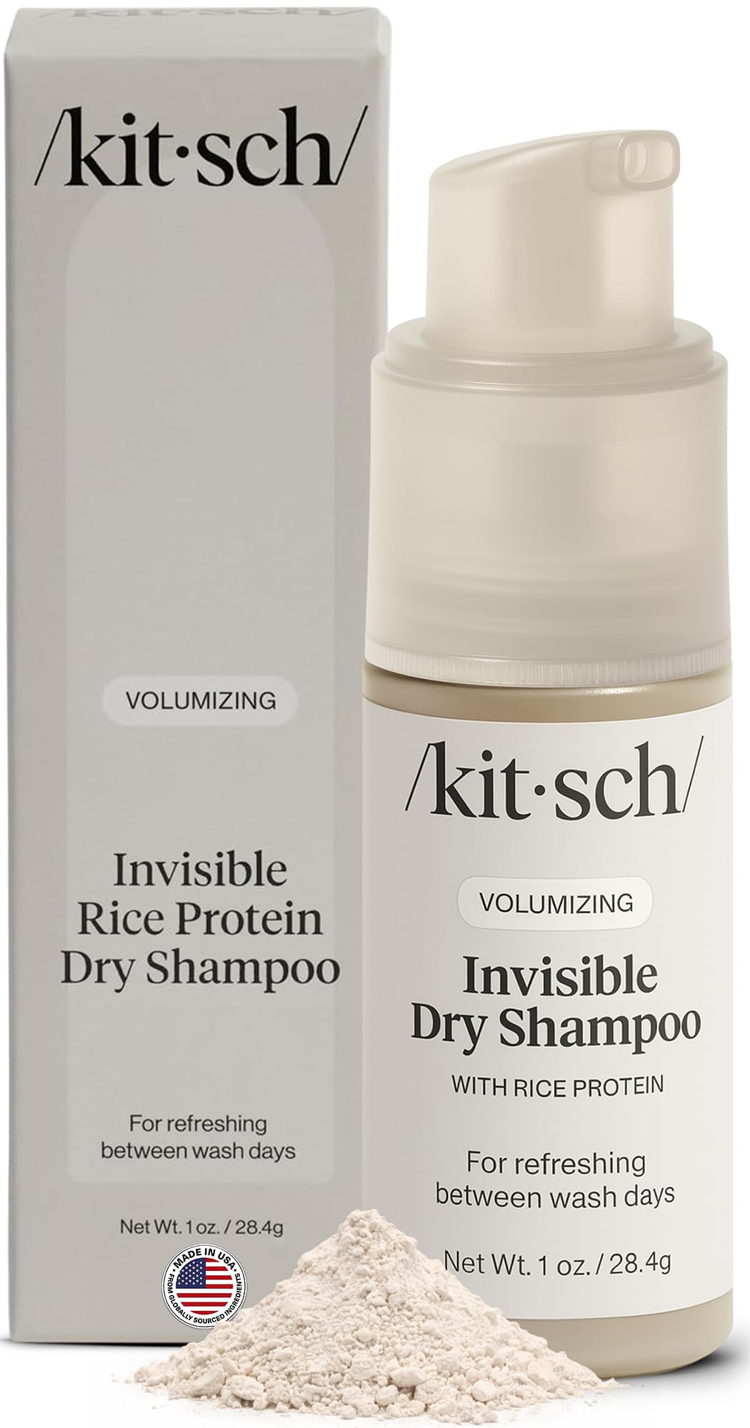 Kitsch pump front view showing travel-size bottle and easy dispensing benefit