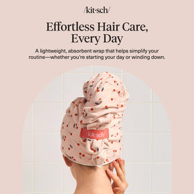 Kitsch towel water test with droplets showing high absorbency and quicker towel change