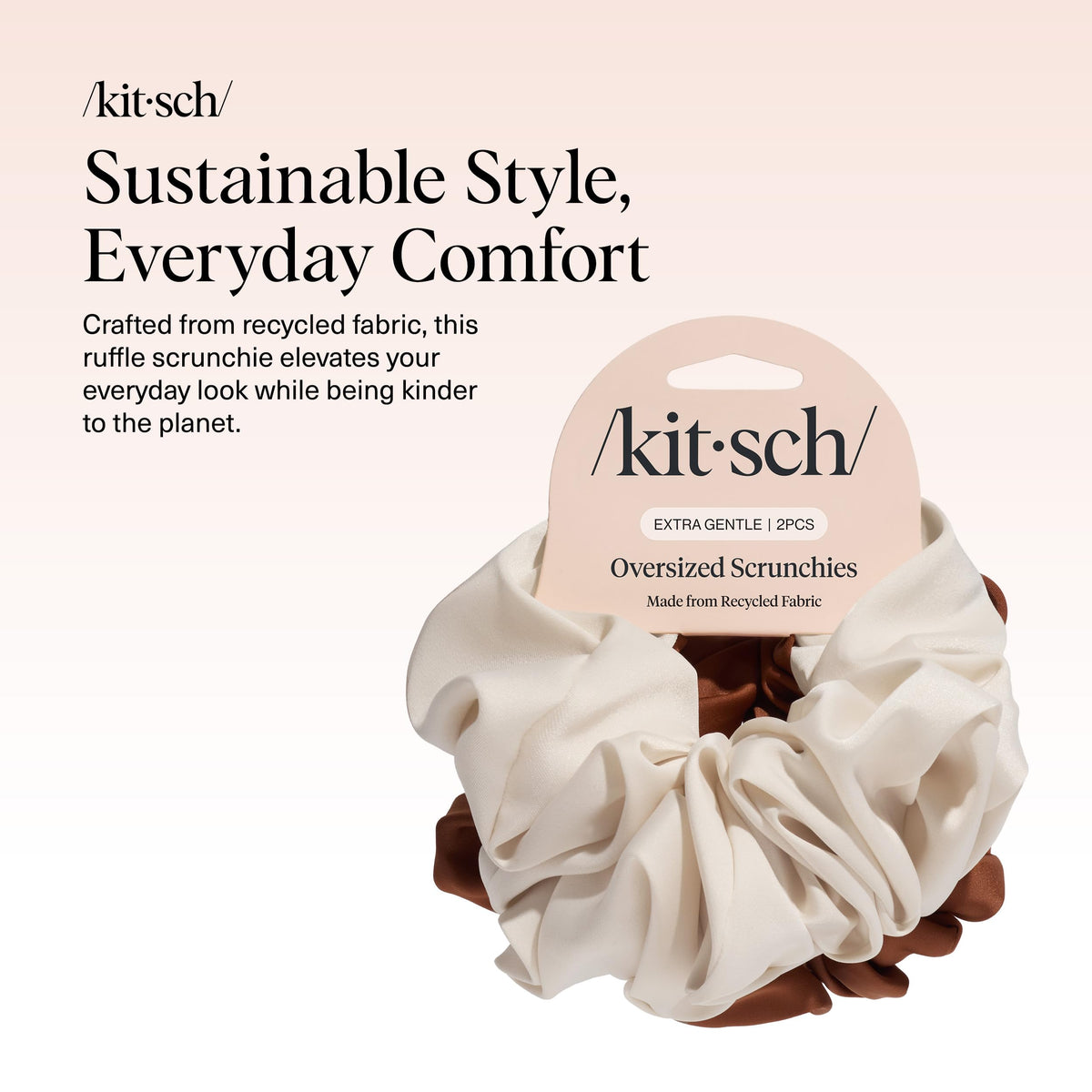 Close-up of Kitsch recycled satin texture highlighting smooth fabric and gentle hold