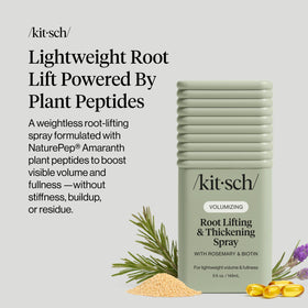 Kitsch spray mist texture captured mid-air to show lightweight formula