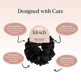 Kitsch scrunchie holding a low ponytail demonstrating secure hold without creasing