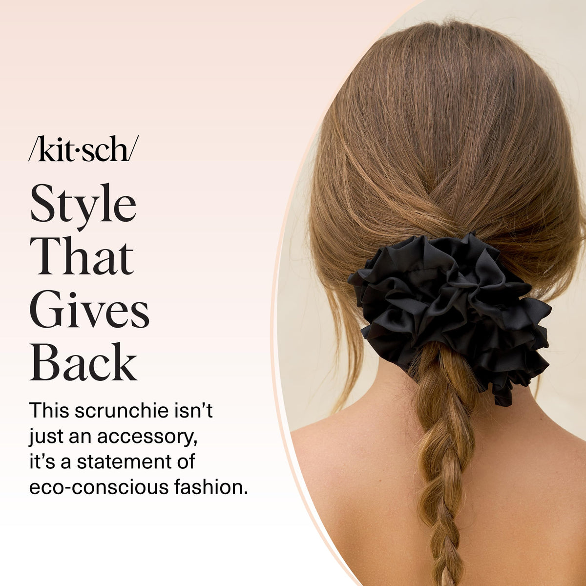 Kitsch scrunchie paired with casual outfit showing fashionable everyday styling