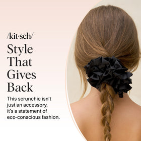 Kitsch scrunchie paired with casual outfit showing fashionable everyday styling