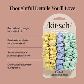 Kitsch scrunchie securing a ponytail with smooth finish and reduced creasing