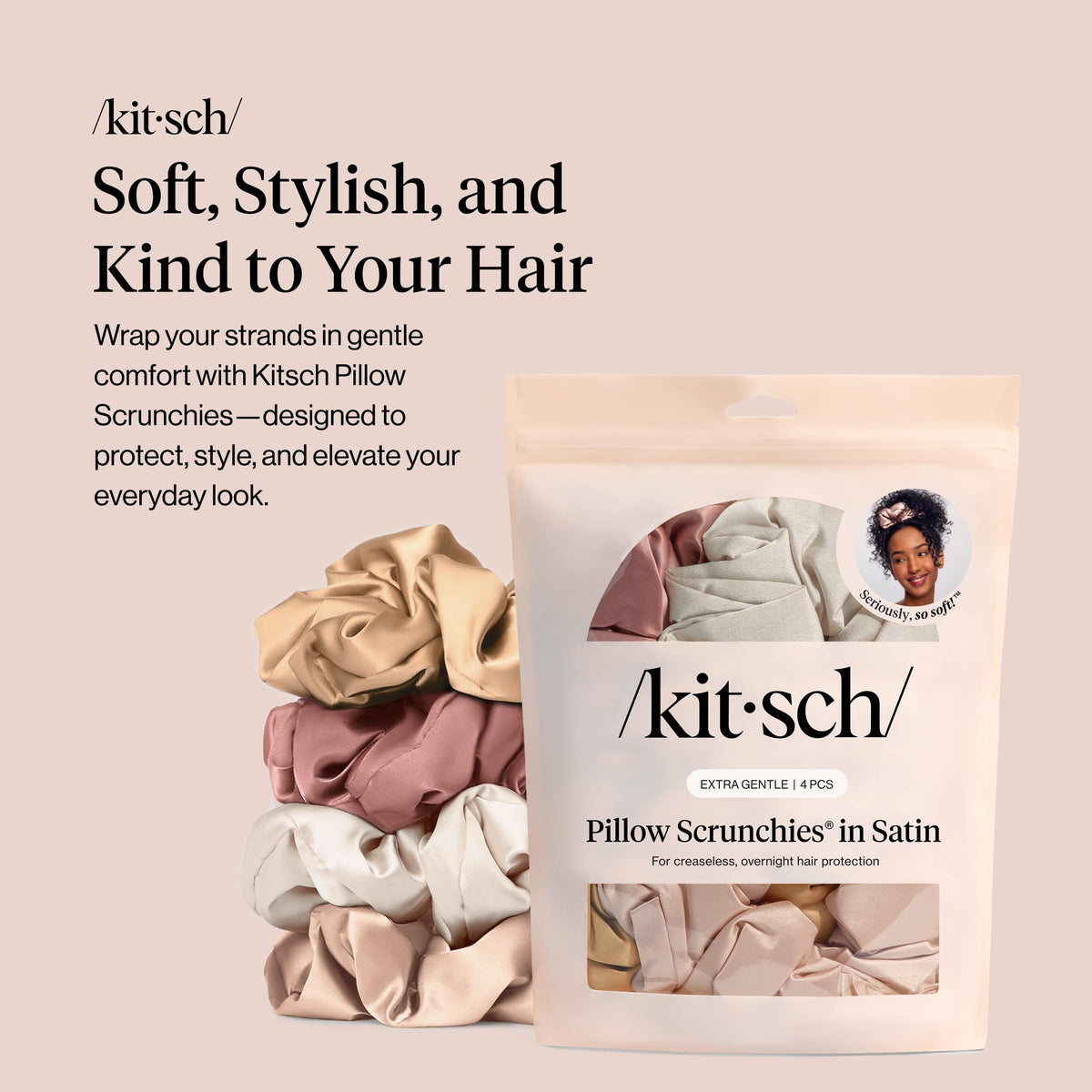 kitsch scrunchie on wrist as accessory and convenient wear benefit