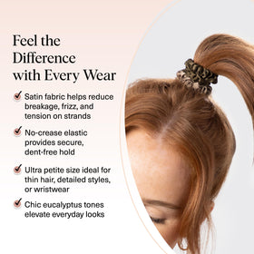 Kitsch scrunchie worn on wrist as accessory and quick hair tie, easy access benefit