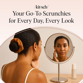 Kitsch scrunchies in a travel pouch ready for gym or weekend trips