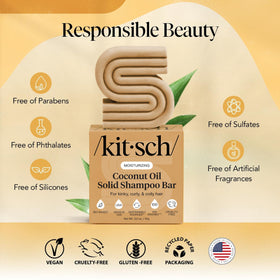 Kitsch shampoo bar in shower setting showing ease of use and travel-ready convenience