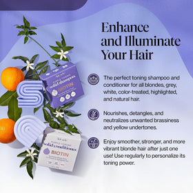 Kitsch shampoo bar lathering on wet hair delivering immediate toning action