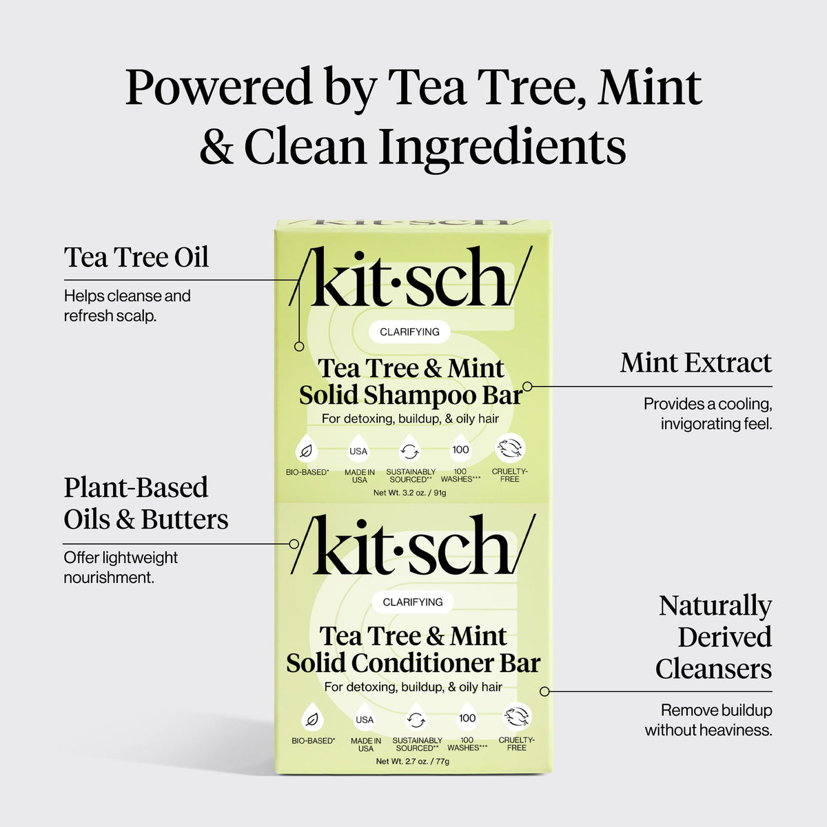 Kitsch shampoo bar producing lather to clarify scalp and remove buildup
