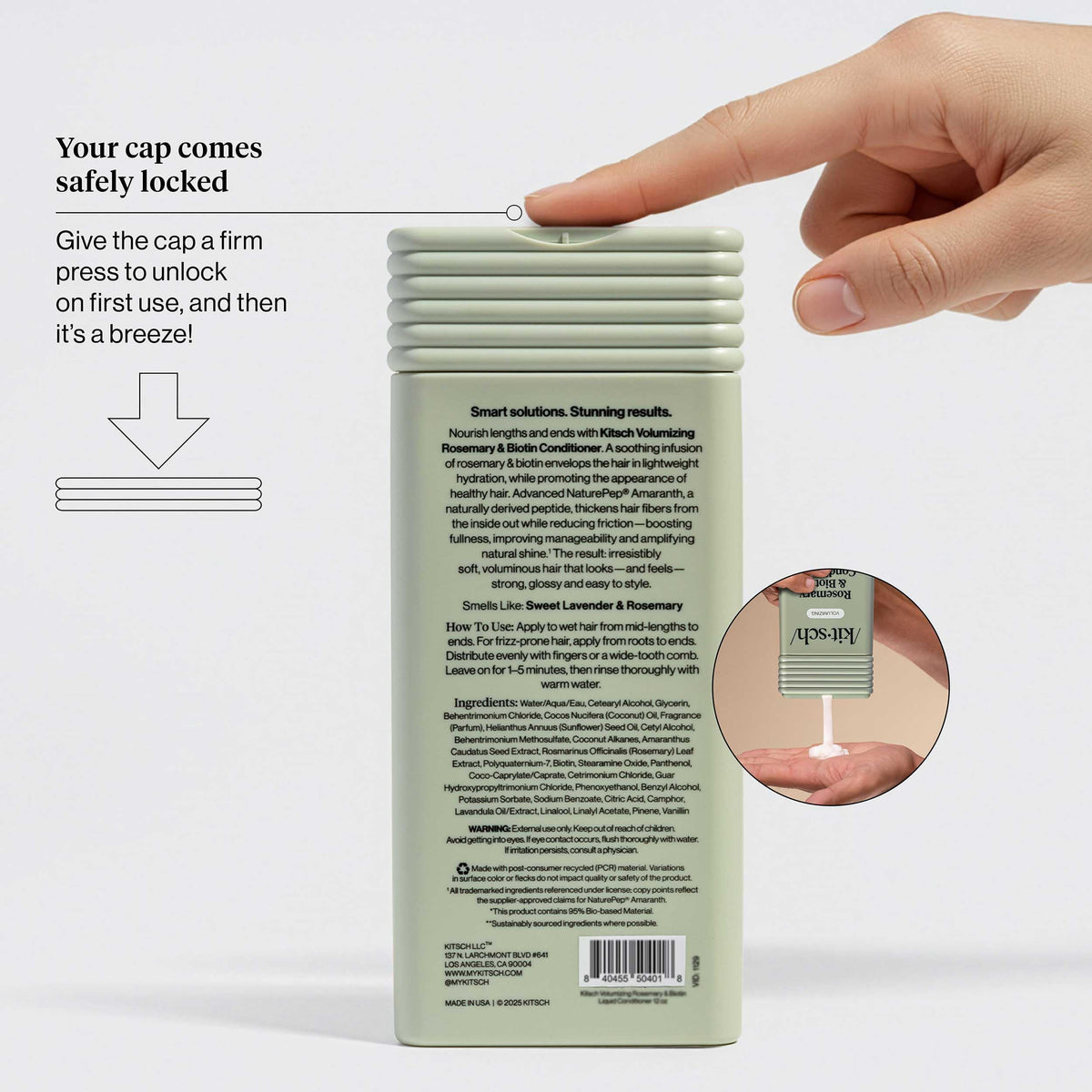 Kitsch shampoo and conditioner routine still life showing color-safe care benefit