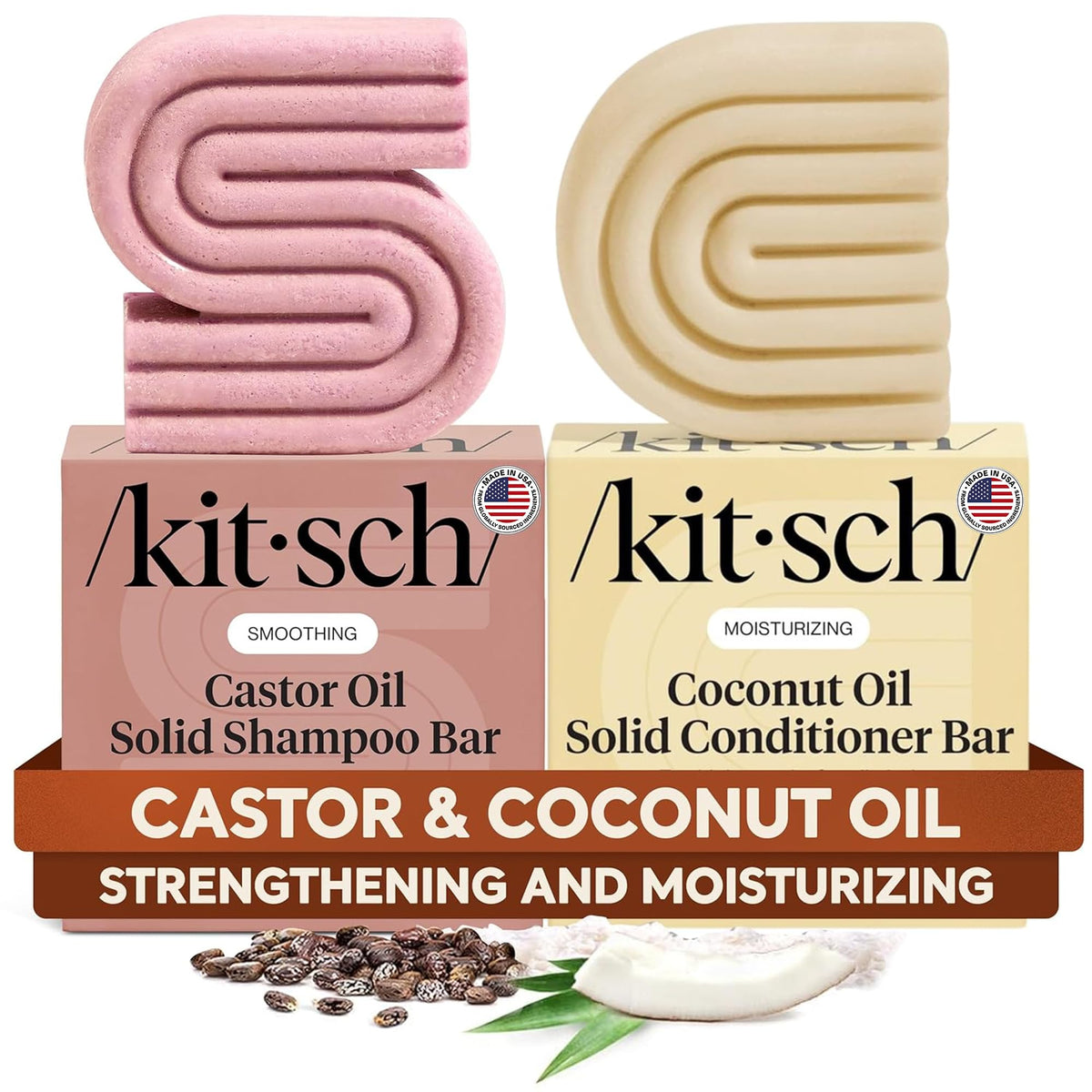 Kitsch front packaging showing eco-friendly shampoo and conditioner set benefits
