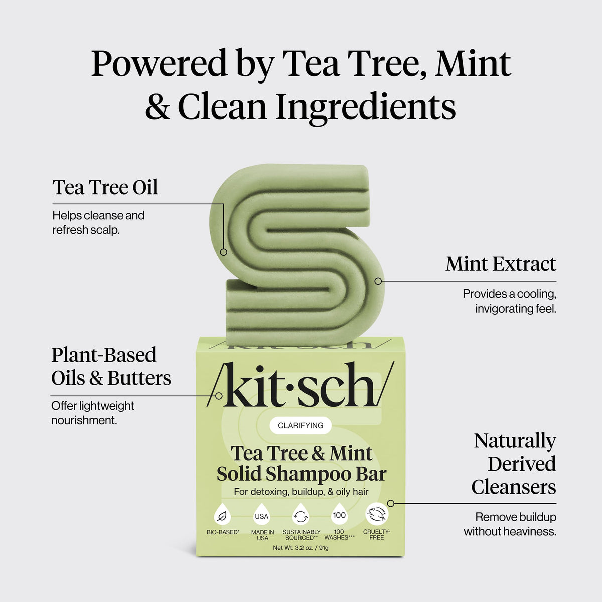Kitsch shampoo bar producing lather for effective build-up removal