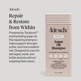 Kitsch shampoo paired with styled hair showcasing smooth finish