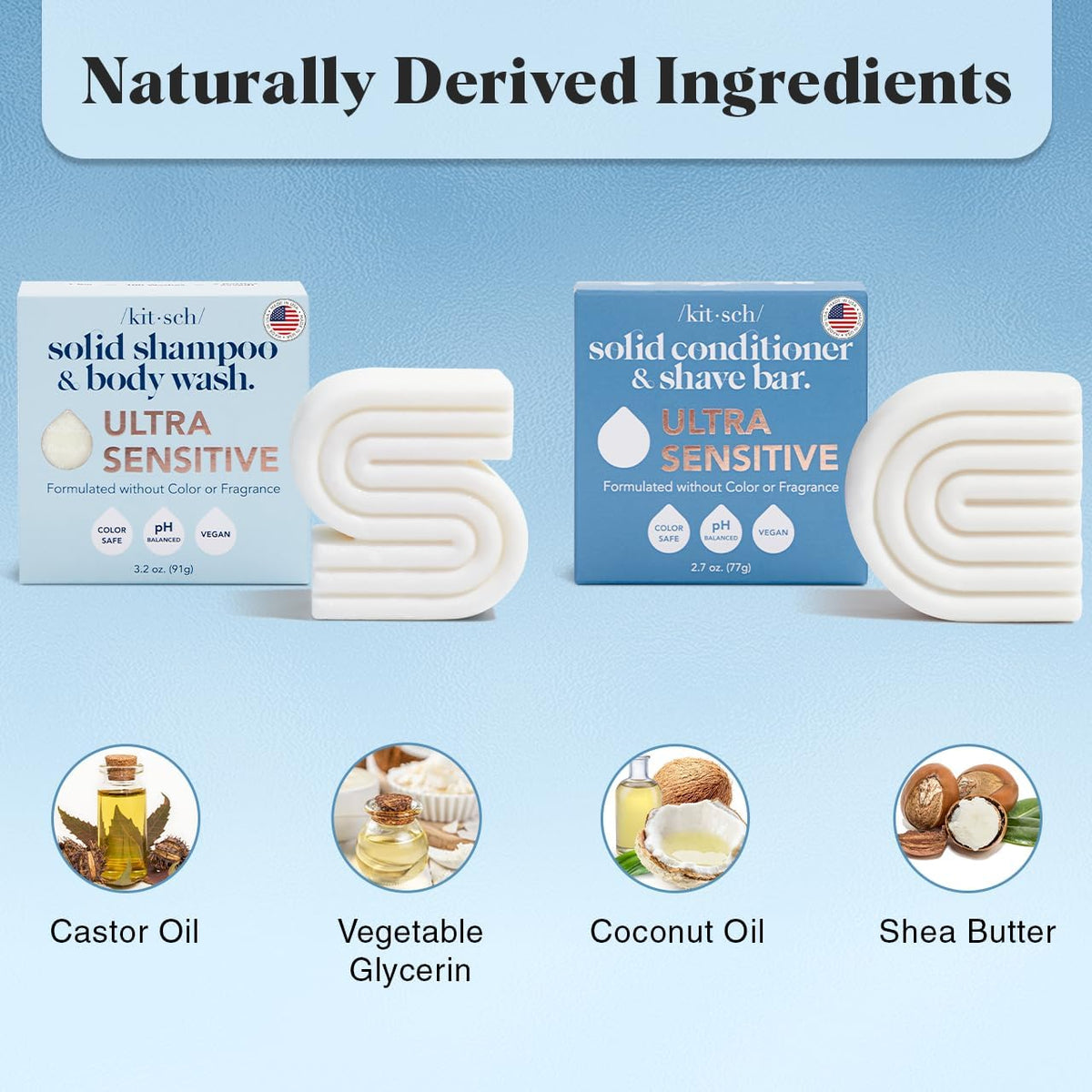 Kitsch shampoo bar producing creamy lather in shower for effective gentle cleansing