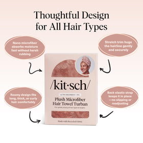 Kitsch towel next to ruler showing 40x24 inch size for long hair coverage