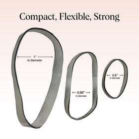 Kitsch elastics next to a coin for size comparison and scale